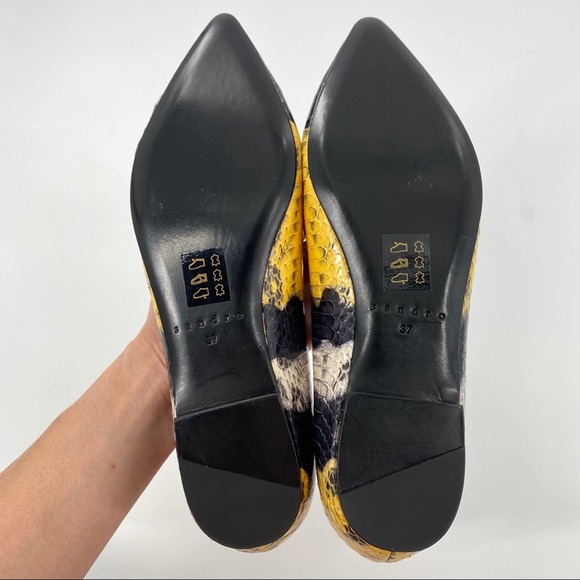 Sandro Ambra Leather Ballerina Pointed Flats - Picture 10 of 12